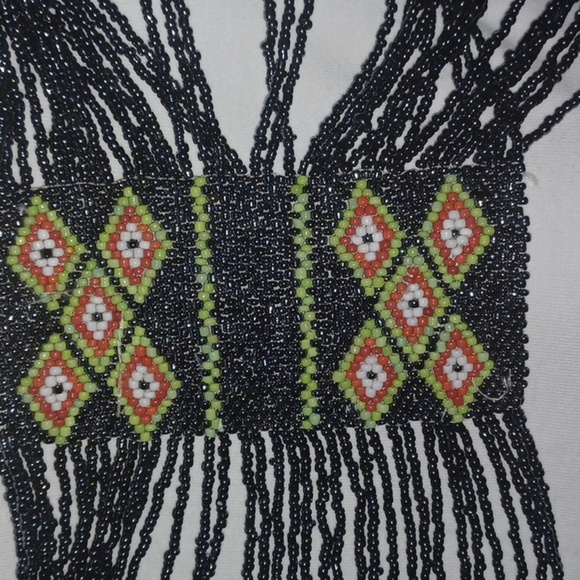 Gorgeous Multi Colored Seed Bead Collar, handmade, Native design - Picture 6 of 6